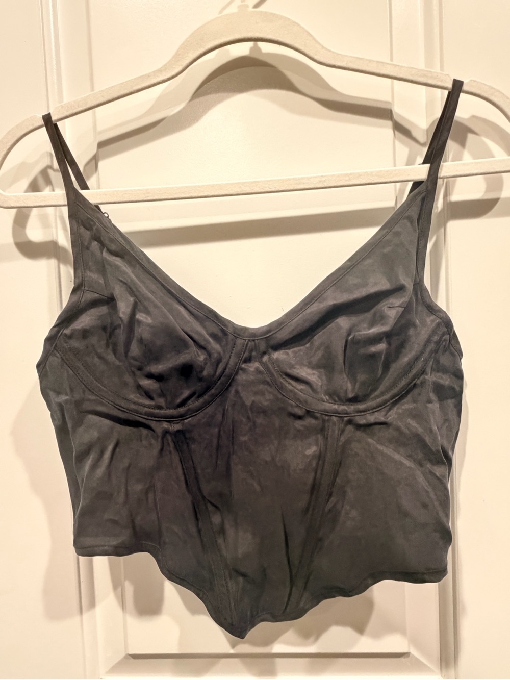 Women's Black Corset style Boning Crop Top with Structured Cups